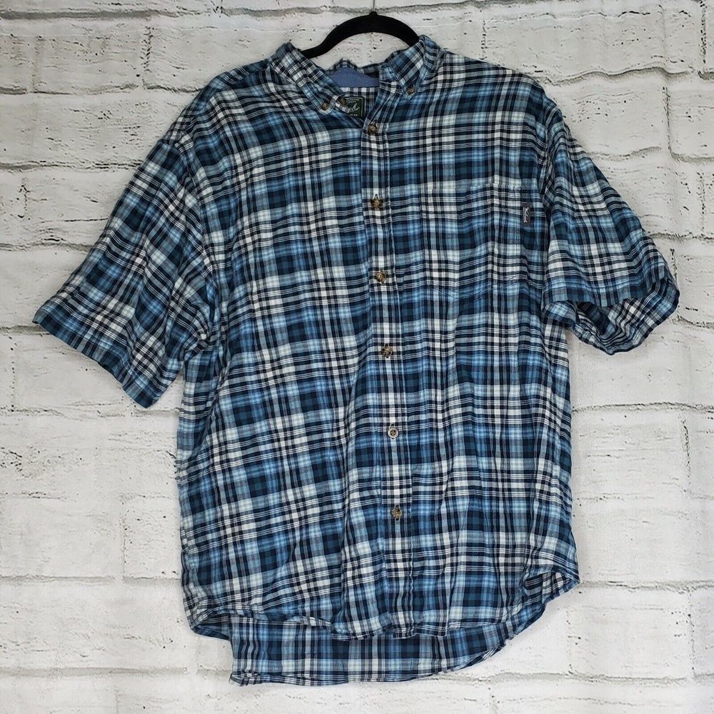 Woolrich Short Sleeve Button Up Shirt Plaid Mens XL Cotton